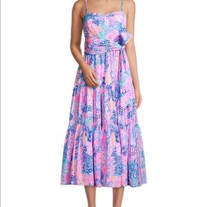 Lilly Pullitzer Size 4 Dress - Edith Sleeveless Belted Painterly Midi-Dress